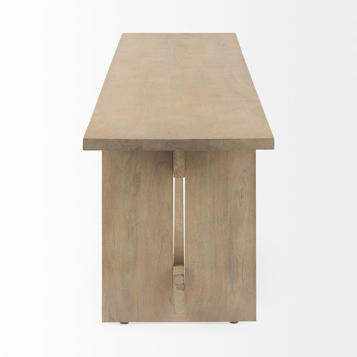 Aida 18H Light Brown Wood Dining Bench Dining Room Mercana