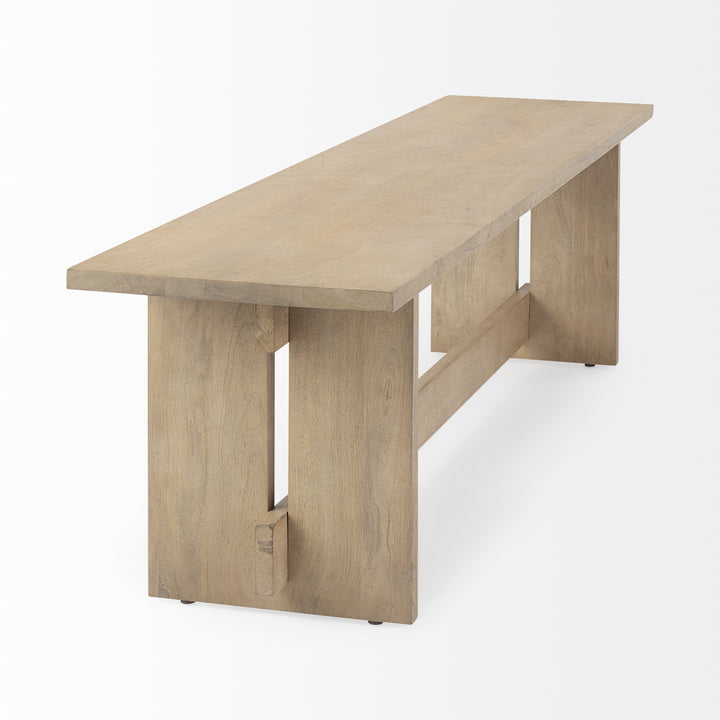 Aida 18H Light Brown Wood Dining Bench Dining Room Mercana