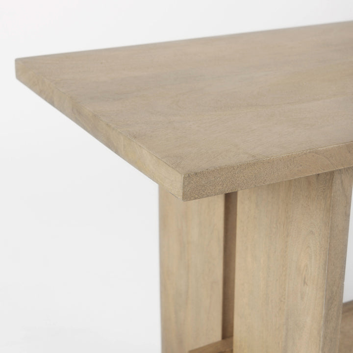 Aida 18H Light Brown Wood Dining Bench Dining Room Mercana