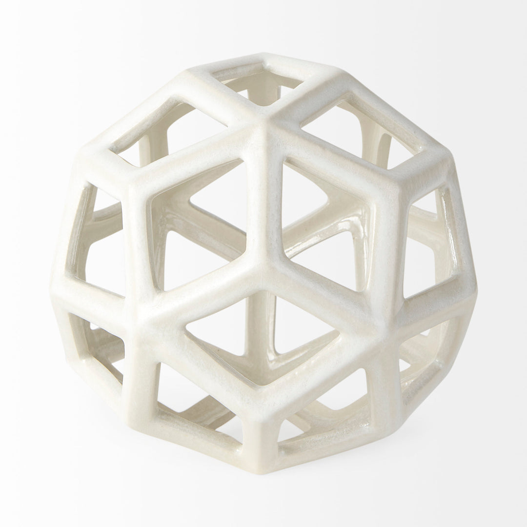 Geom White Ceramic Geometric Object Decor Mercana