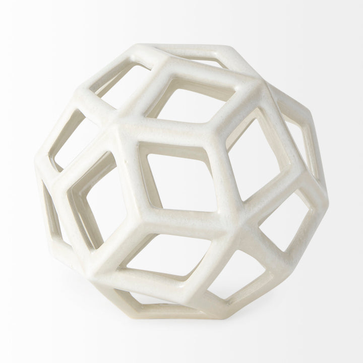 Geom White Ceramic Geometric Object Decor Mercana