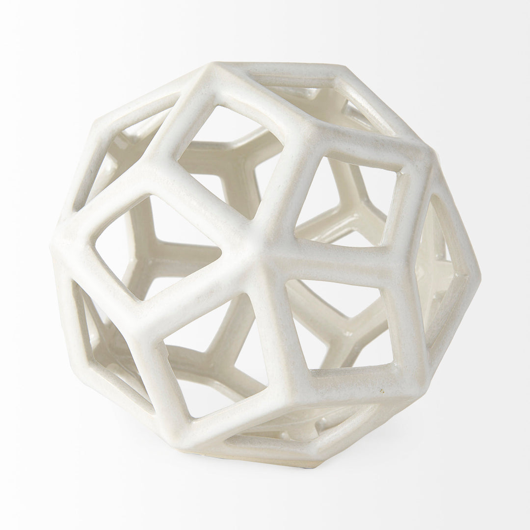 Geom White Ceramic Geometric Object Decor Mercana