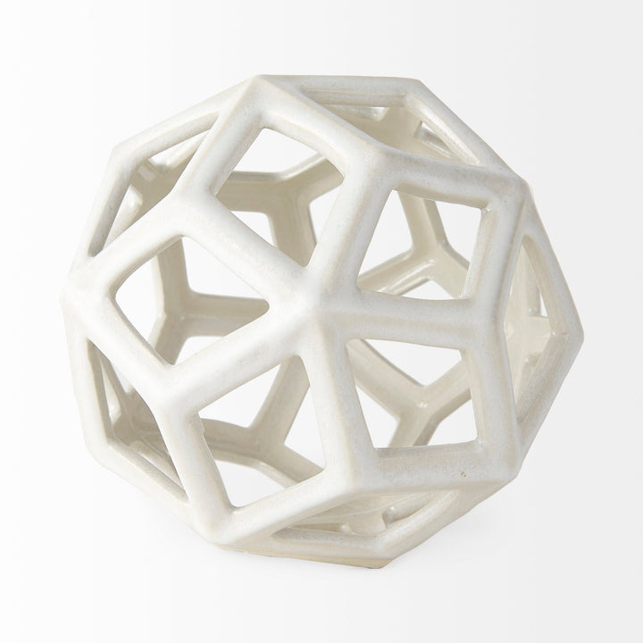 Geom White Ceramic Geometric Object Decor Mercana