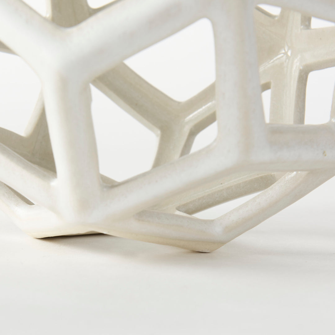 Geom White Ceramic Geometric Object Decor Mercana