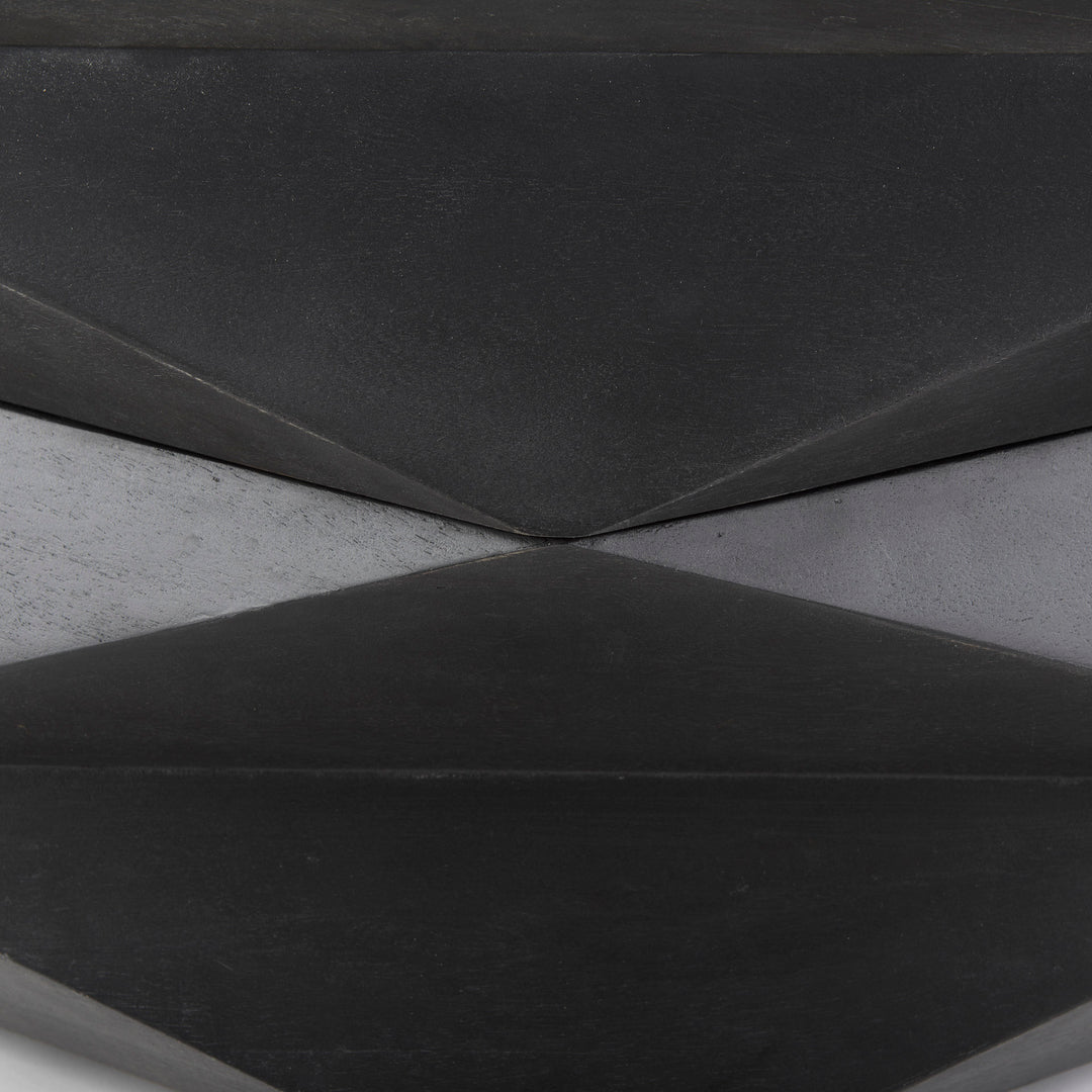 Arreto Black Solid Wood Hexagonal Storage Coffee Table Living Room Mercana