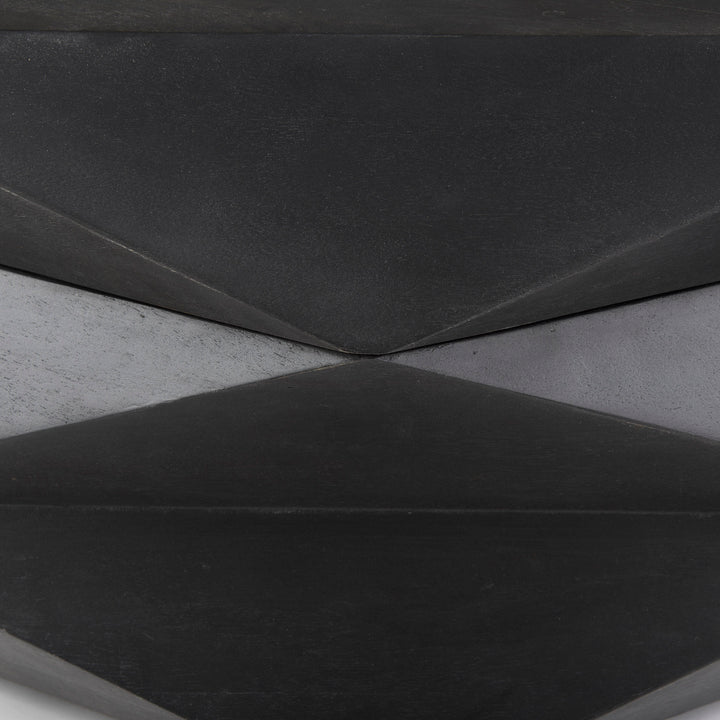Arreto Black Solid Wood Hexagonal Storage Coffee Table Living Room Mercana