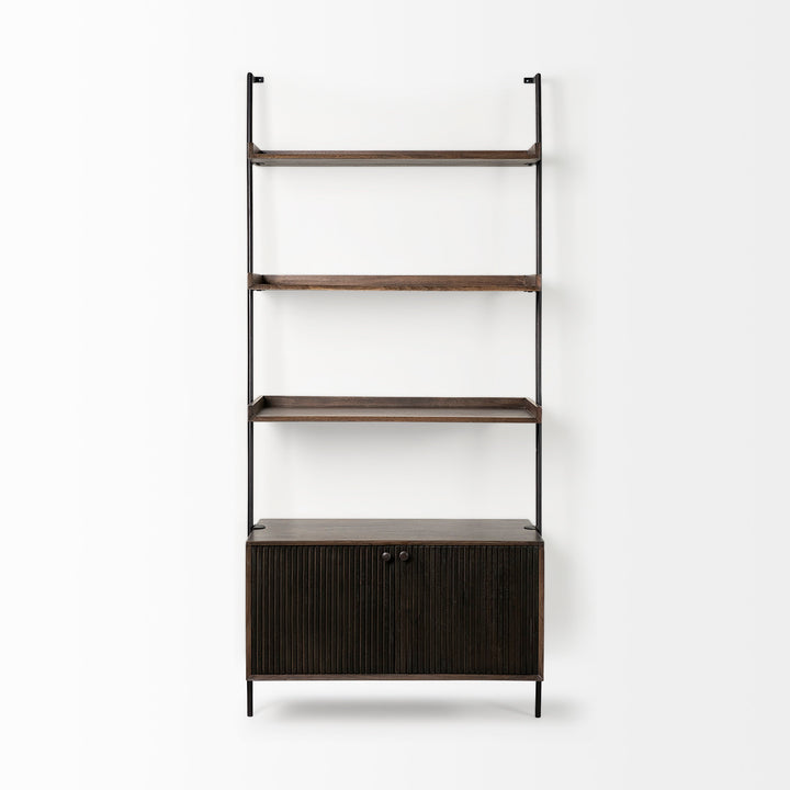 Grace Two-Toned Brown Wood Three Shelf Shelving Unit Living Room Mercana