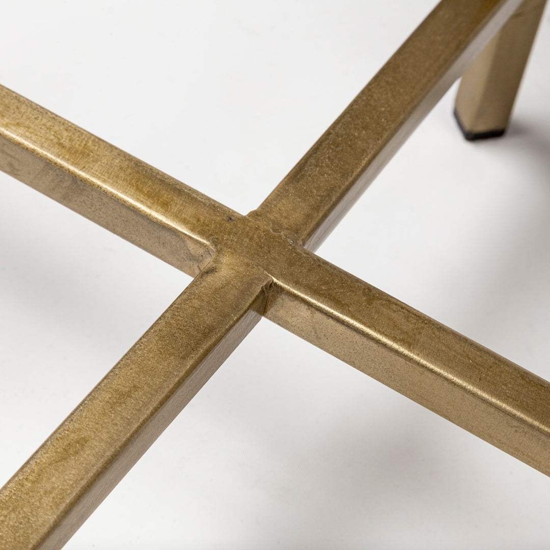 Vincent 33" Octagonal White Marble Tabletop w/ Gold Metal Base Coffee Table Living Room Mercana
