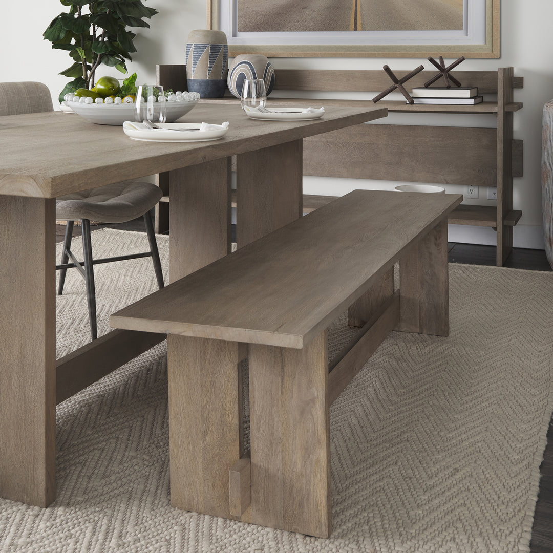 Aida 18H Light Gray Wood Dining Bench Dining Room Mercana