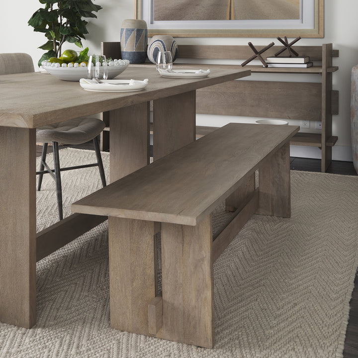 Aida 18H Light Gray Wood Dining Bench Dining Room Mercana