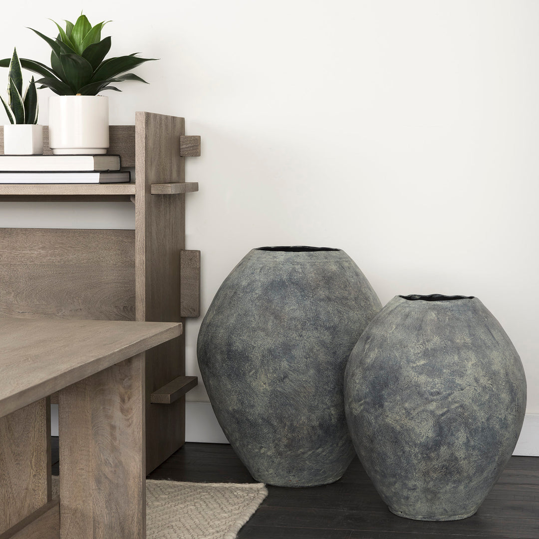 Gobi 20L x 23H Small Gray Ceramic Oval Vase Decor Mercana