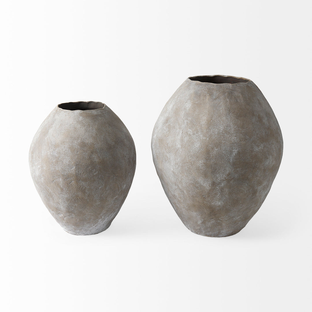 Gobi 23L x 28H Large Tan Ceramic Oval Vase Decor Mercana