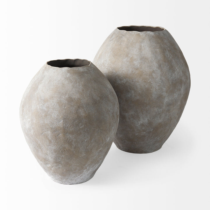 Gobi 23L x 28H Large Tan Ceramic Oval Vase Decor Mercana