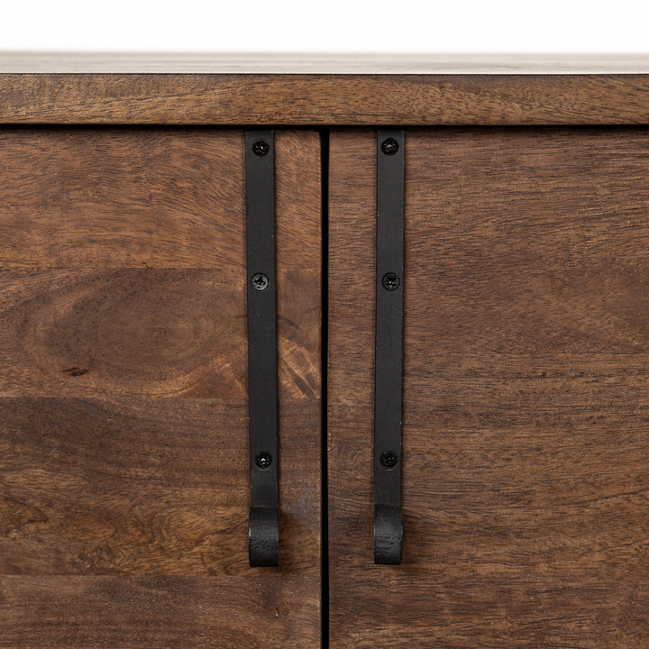 Glenn VI 71.5x18 Dark Brown Wood Frame w/ Black Iron Accent, 6 Drawer, 2 Door Cabinet Sideboard Bedroom Mercana
