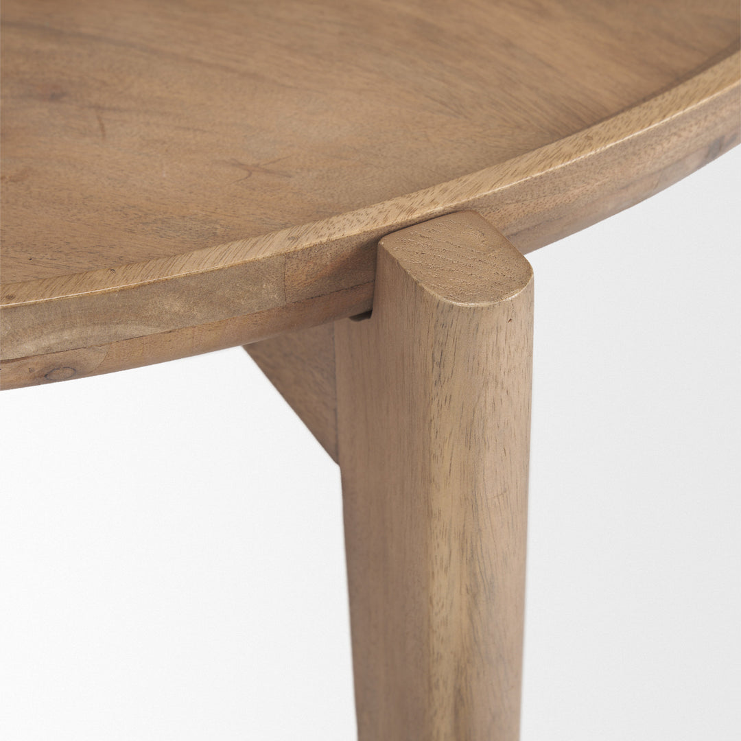 Cleaver I 22 x 24 Round Top Brown Solid Wood Accent Table Dining Room Mercana