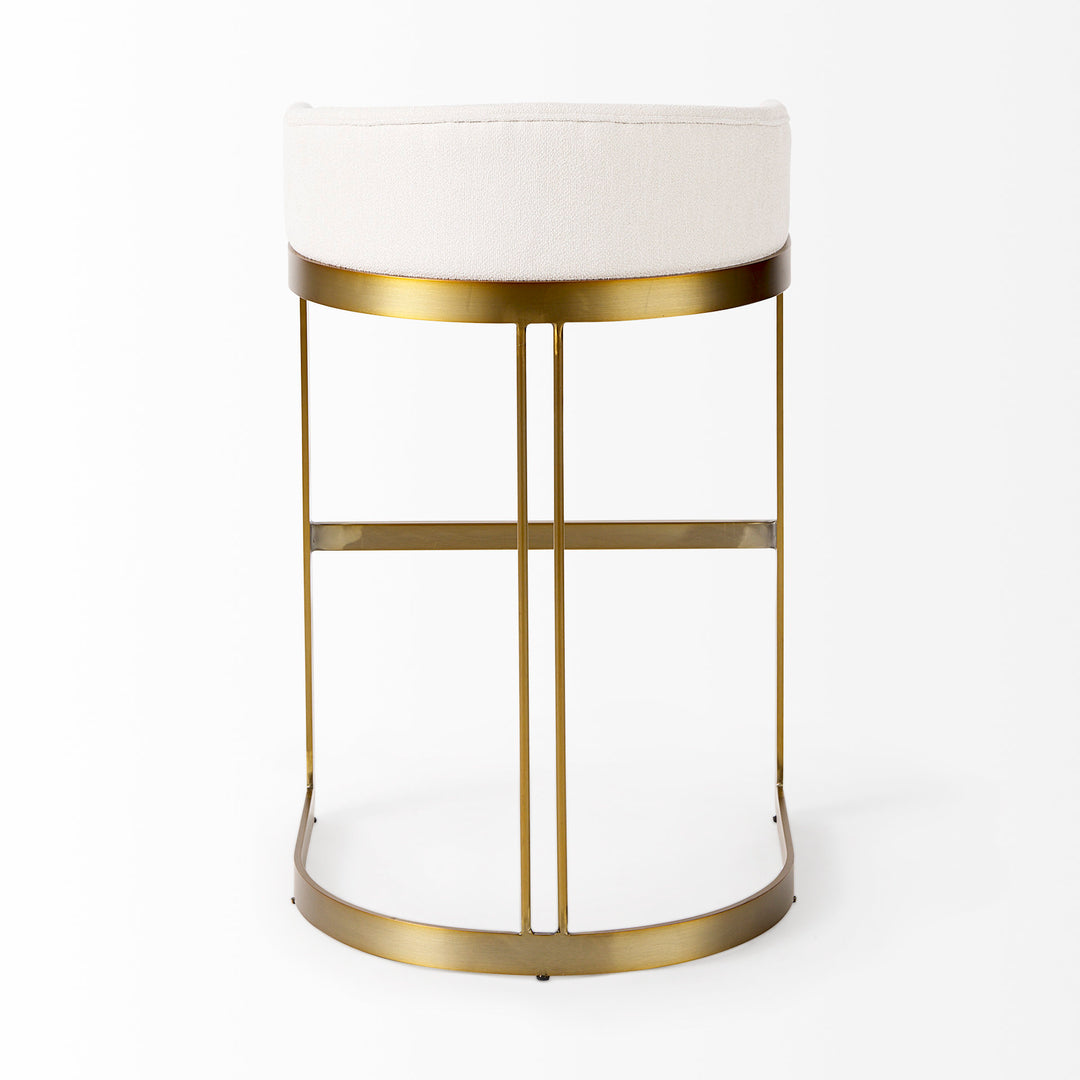 Hollyfield II Cream Fabric Seat W/ Gold Metal Base Bar Stool Dining Room Mercana