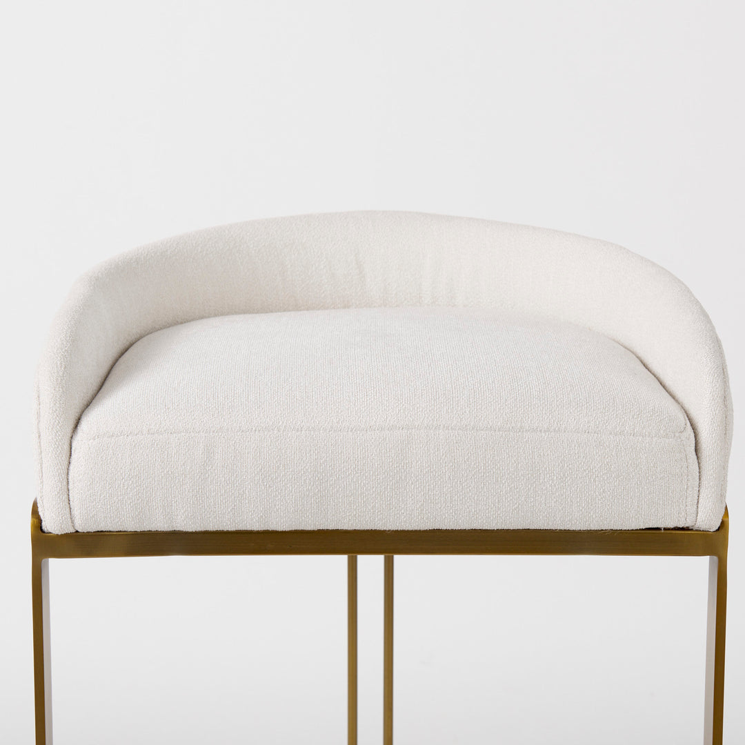 Hollyfield II Cream Fabric Seat W/ Gold Metal Base Bar Stool Dining Room Mercana
