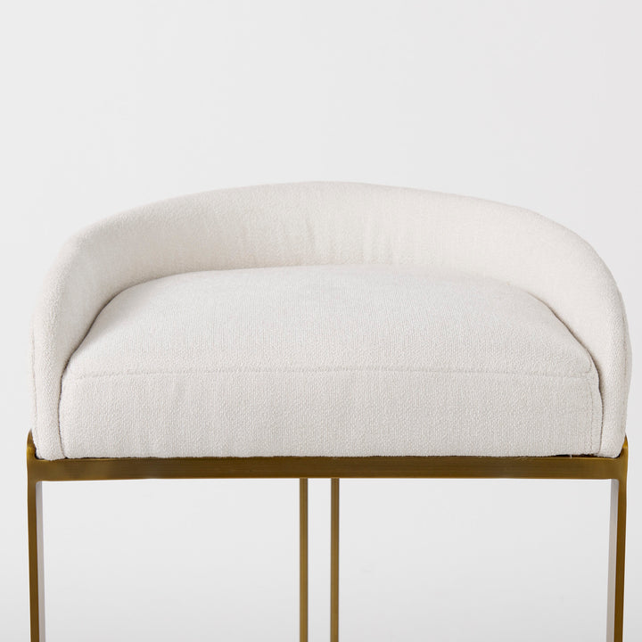 Hollyfield II Cream Fabric Seat W/ Gold Metal Base Bar Stool Dining Room Mercana