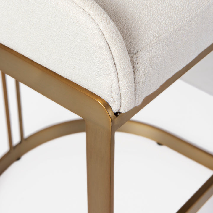 Hollyfield II Cream Fabric Seat W/ Gold Metal Base Bar Stool Dining Room Mercana