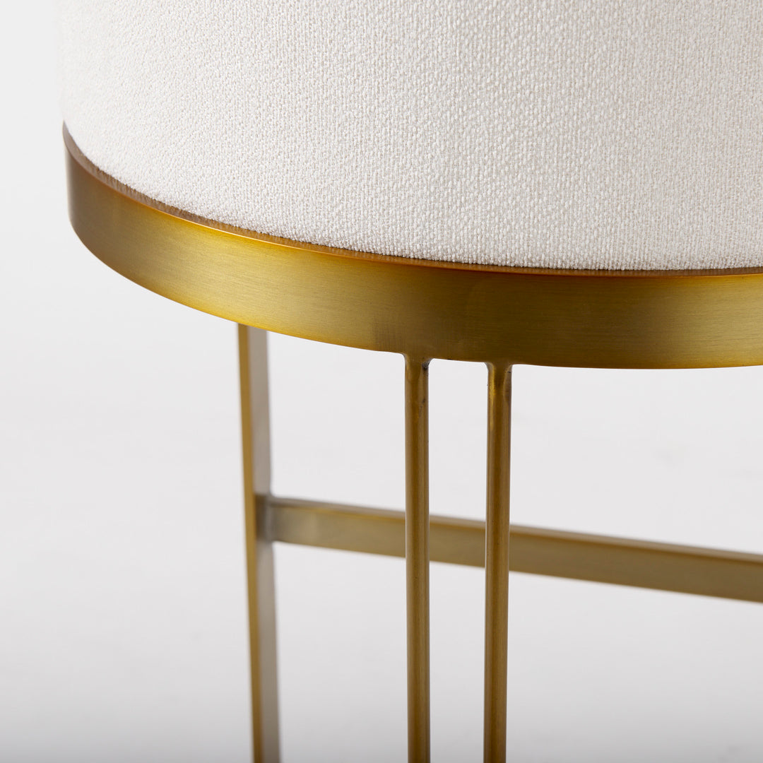 Hollyfield II Cream Fabric Seat W/ Gold Metal Base Bar Stool Dining Room Mercana