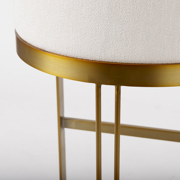 Hollyfield II Cream Fabric Seat W/ Gold Metal Base Bar Stool Dining Room Mercana