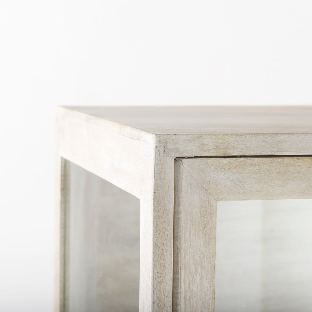Arelius White Wood W/ Gold Metal Base Display Cabinet Living Room Mercana