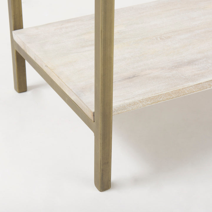 Arelius White Wood W/ Gold Metal Base Display Cabinet Living Room Mercana
