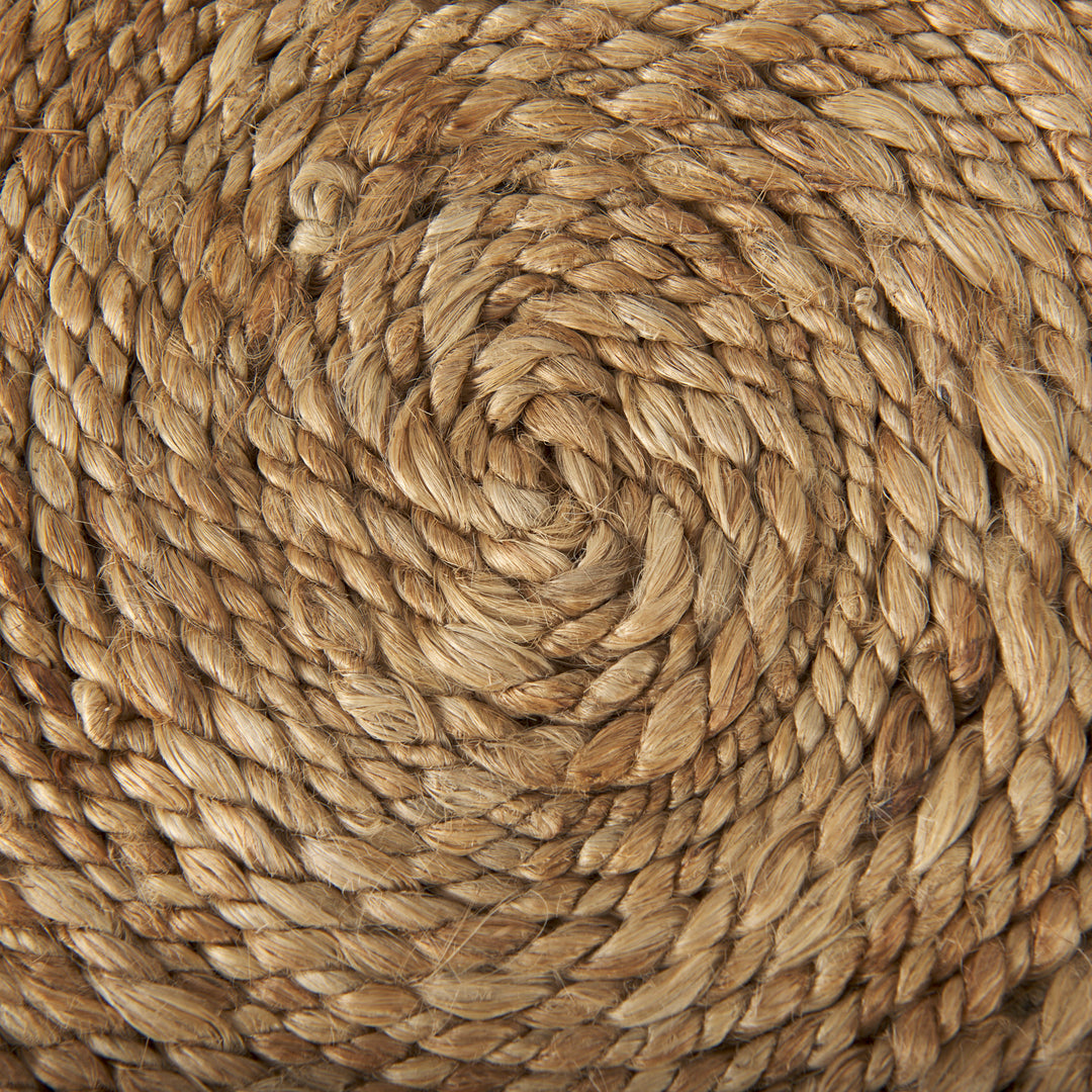Allium Brown Handwoven Wool Cylindrical Pouf Living Room Mercana