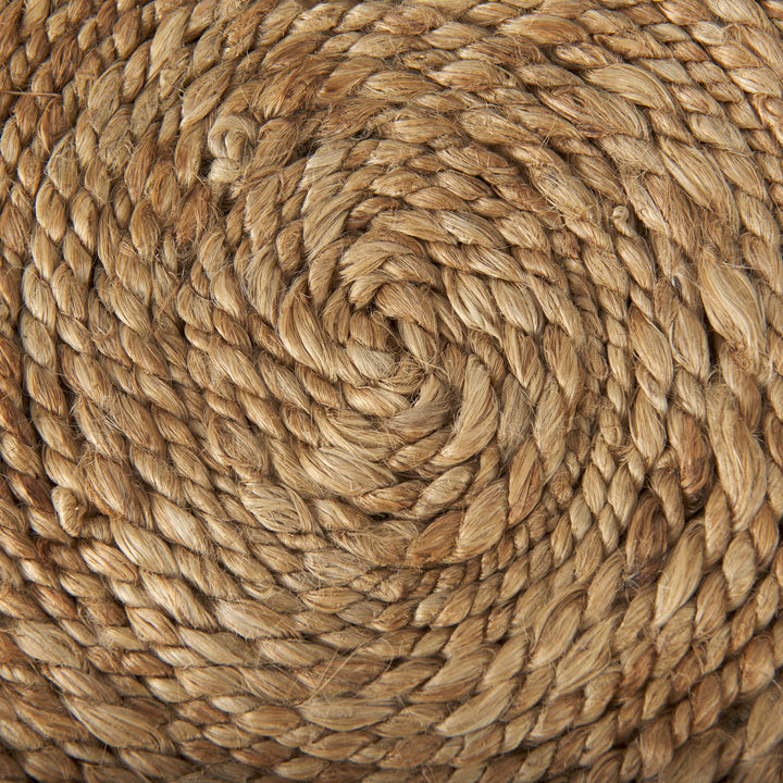 Allium Brown Handwoven Wool Cylindrical Pouf Living Room Mercana