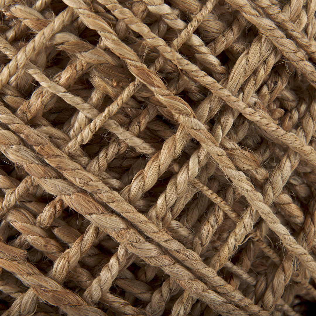 Allium Brown Handwoven Wool Cylindrical Pouf Living Room Mercana