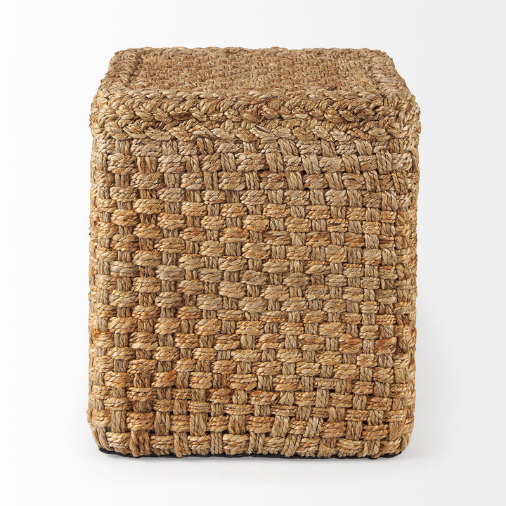 Aylin 16.5" Square Brown Jute Pouf Living Room Mercana