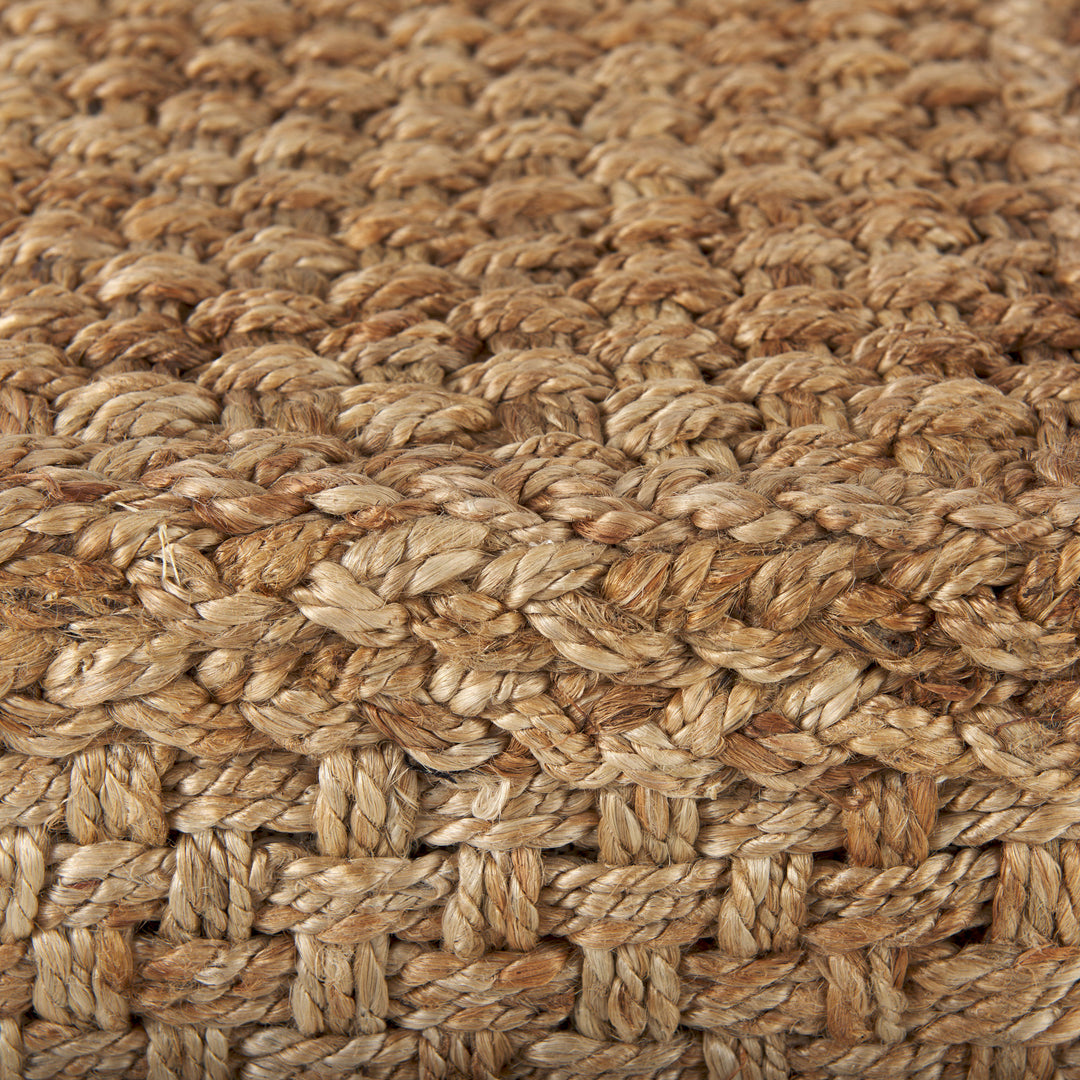 Aylin 16.5" Square Brown Jute Pouf Living Room Mercana