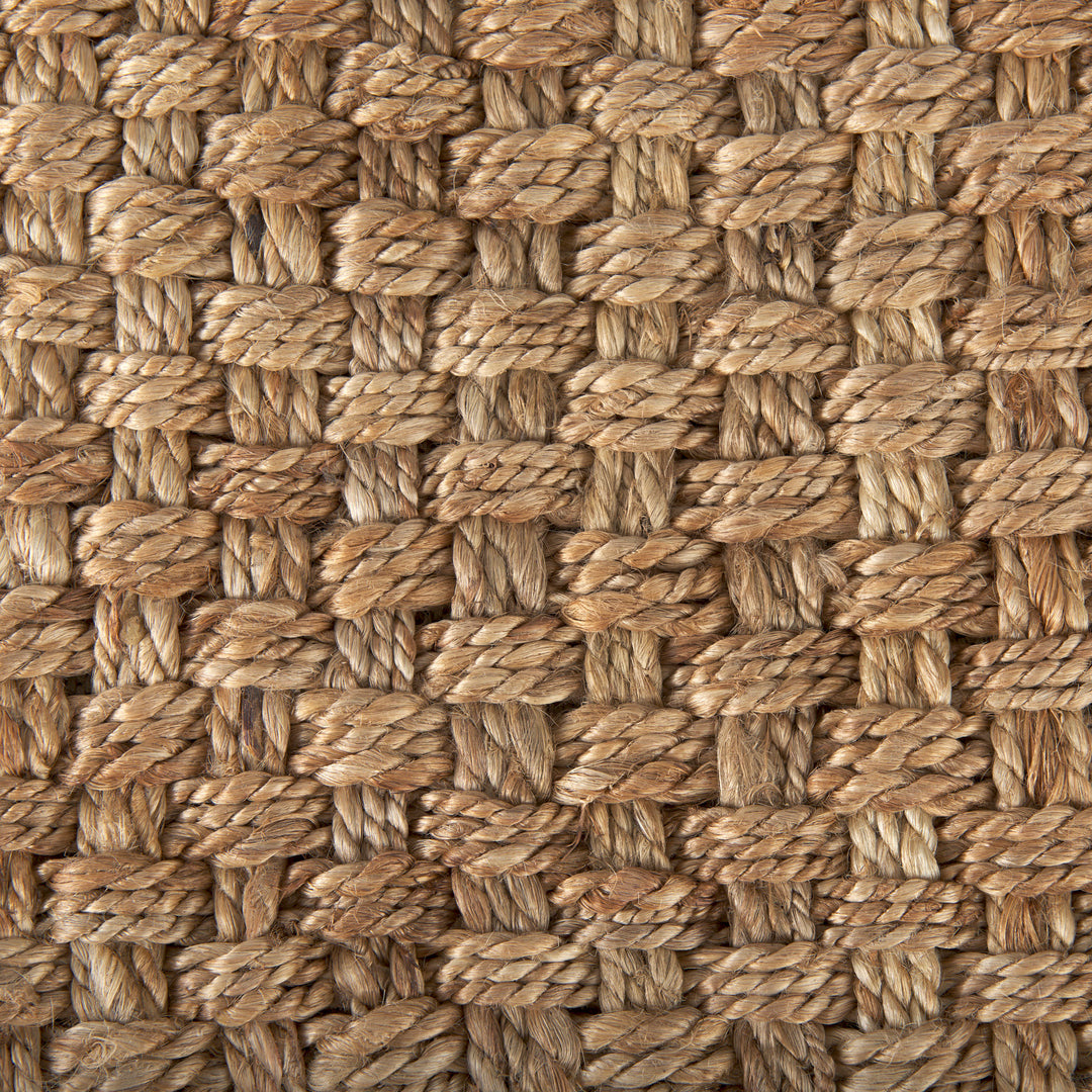 Aylin 16.5" Square Brown Jute Pouf Living Room Mercana