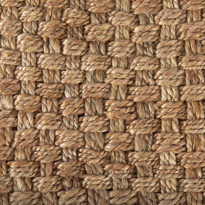 Aylin 16.5" Square Brown Jute Pouf Living Room Mercana