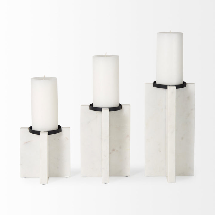 Sophia 5.5"L x 3.5"W x 10.5"H Marble Candle Holder Large Decor Mercana