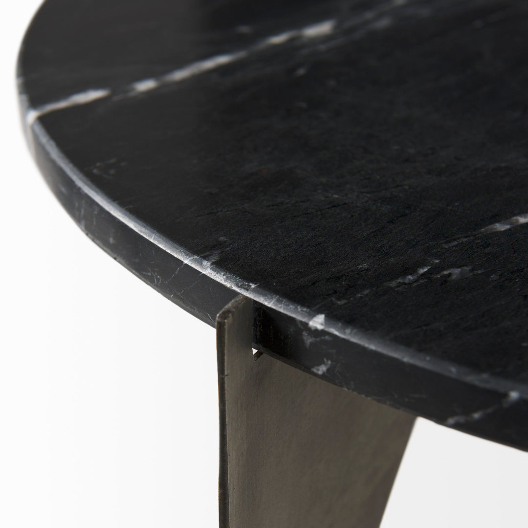 Reinhold II Black Marble Top Iron Side Table Living Room Mercana