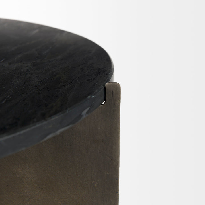 Reinhold II Black Marble Top Iron Side Table Living Room Mercana