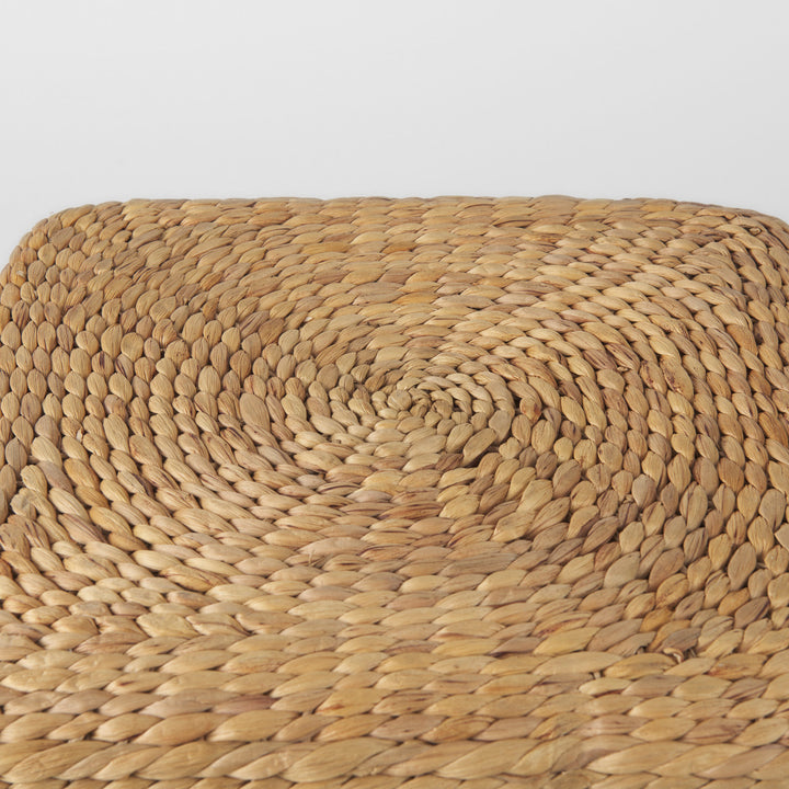 Maya Light Brown W/Medium Brown Stripes Seagrass Square Pouf Living Room Mercana