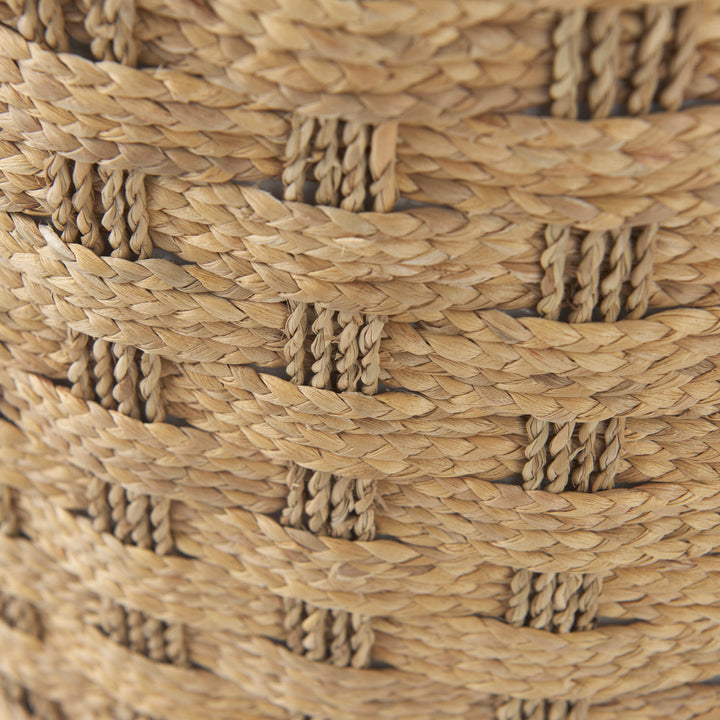 Michelle Light Brown Woven Seagrass Round Pouf Living Room Mercana