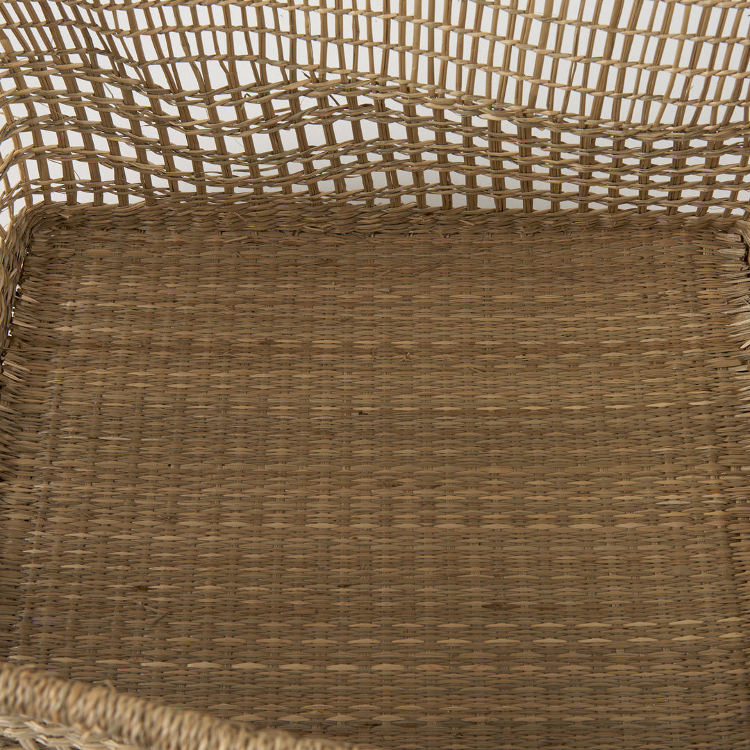 Bellisa (Set of 2) Medium Brown Seagrass Rectangular Basket W/ Handles Decor Mercana
