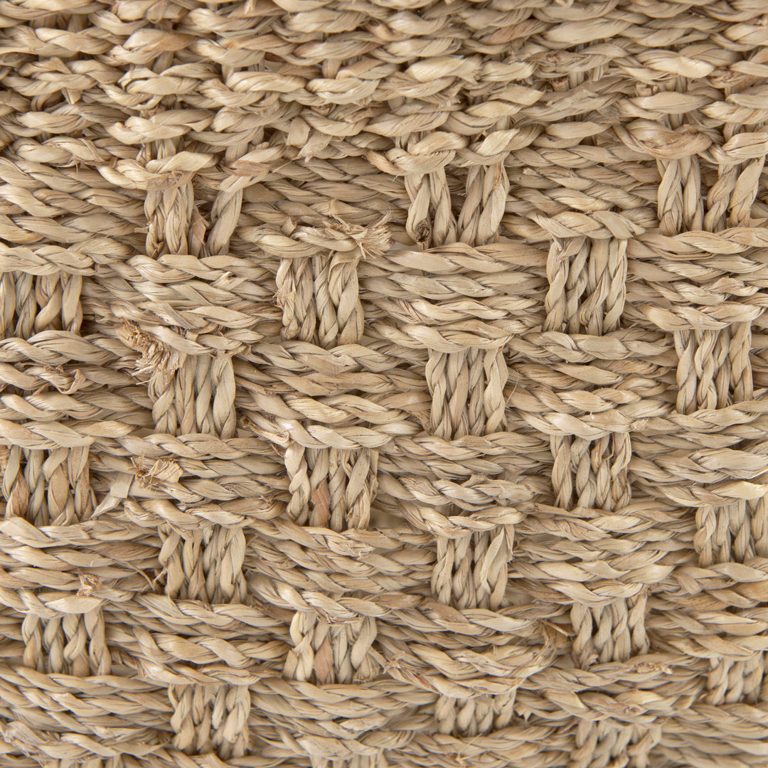 Emra (Set of 3) Light Brown Seagrass Rectangular Basket W/ Handles Decor Mercana