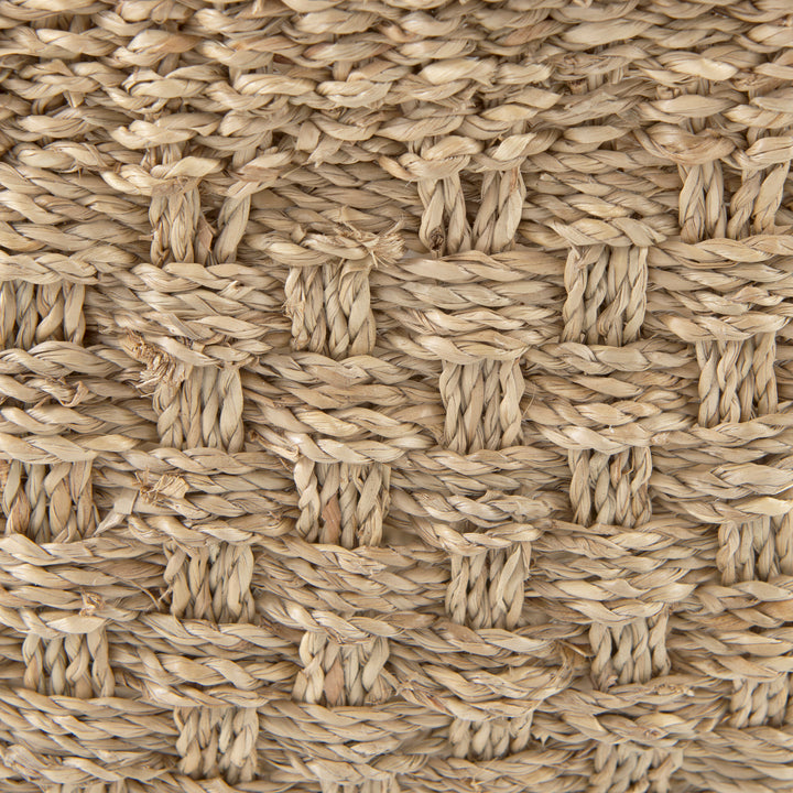 Emra (Set of 3) Light Brown Seagrass Rectangular Basket W/ Handles Decor Mercana