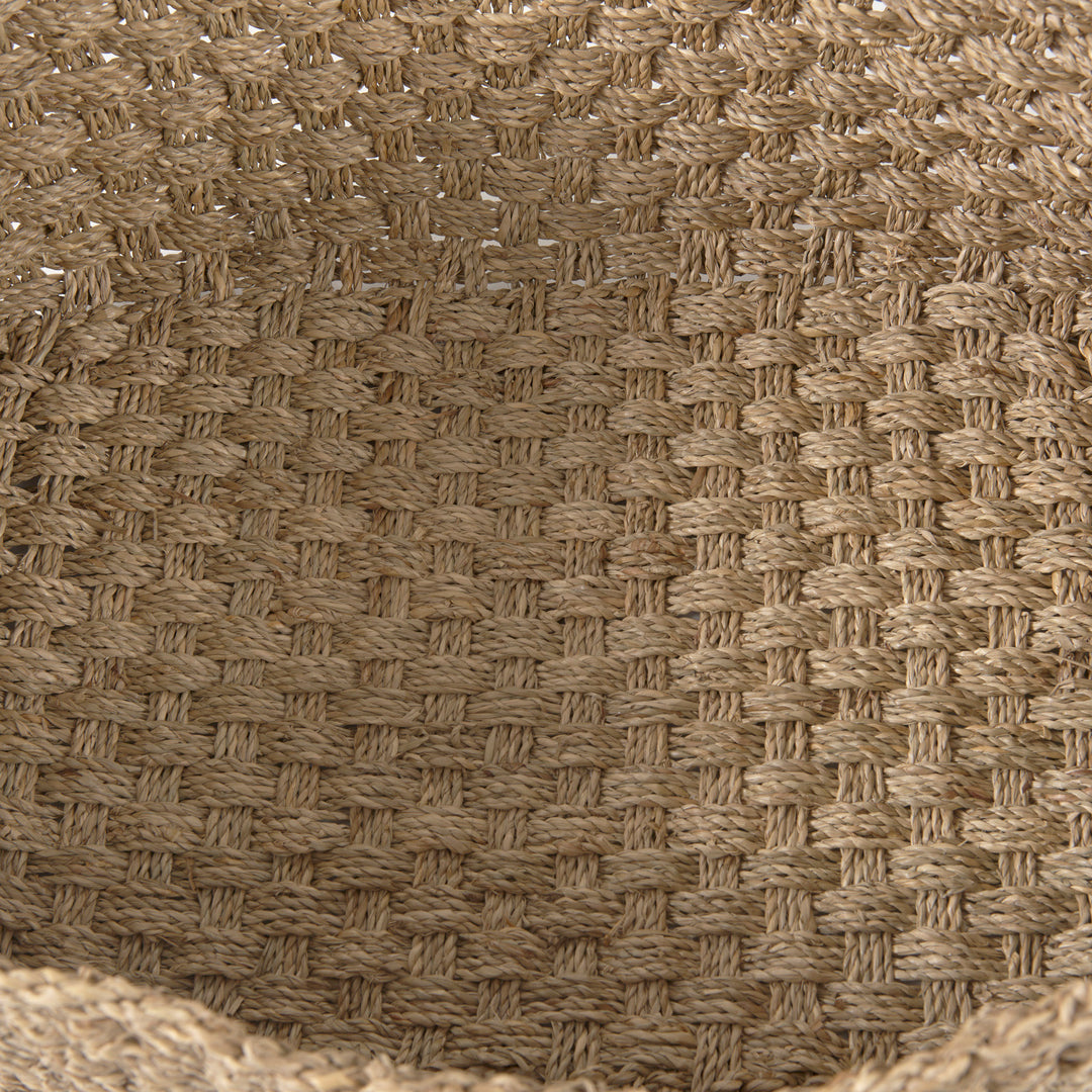 Emra (Set of 3) Light Brown Seagrass Rectangular Basket W/ Handles Decor Mercana