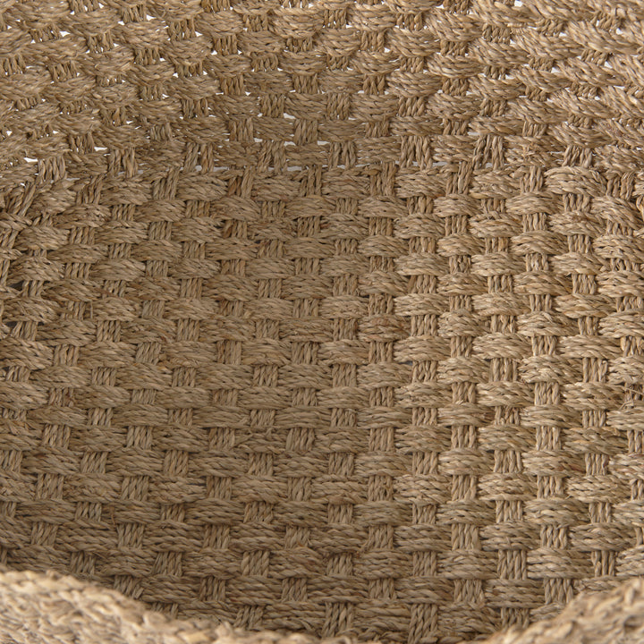 Emra (Set of 3) Light Brown Seagrass Rectangular Basket W/ Handles Decor Mercana