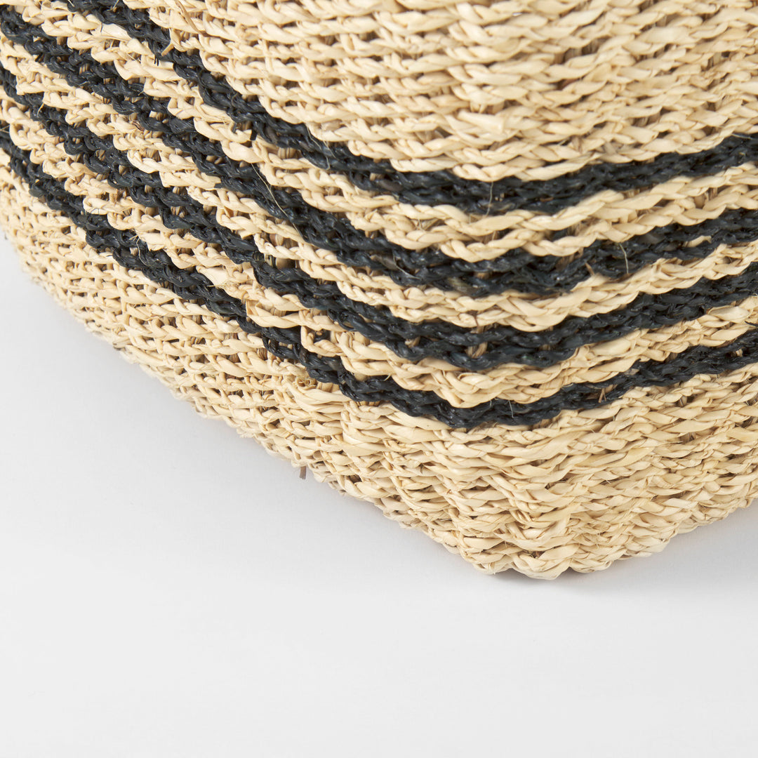 Emma (Set of 2) Light Brown Seagrass Rectangular Basket W/ Black Stripes Decor Mercana