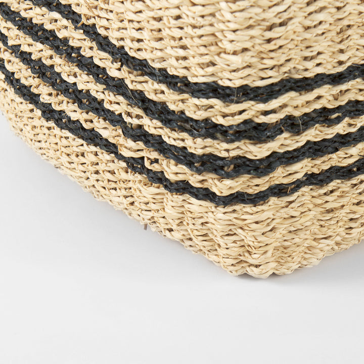 Emma (Set of 2) Light Brown Seagrass Rectangular Basket W/ Black Stripes Decor Mercana