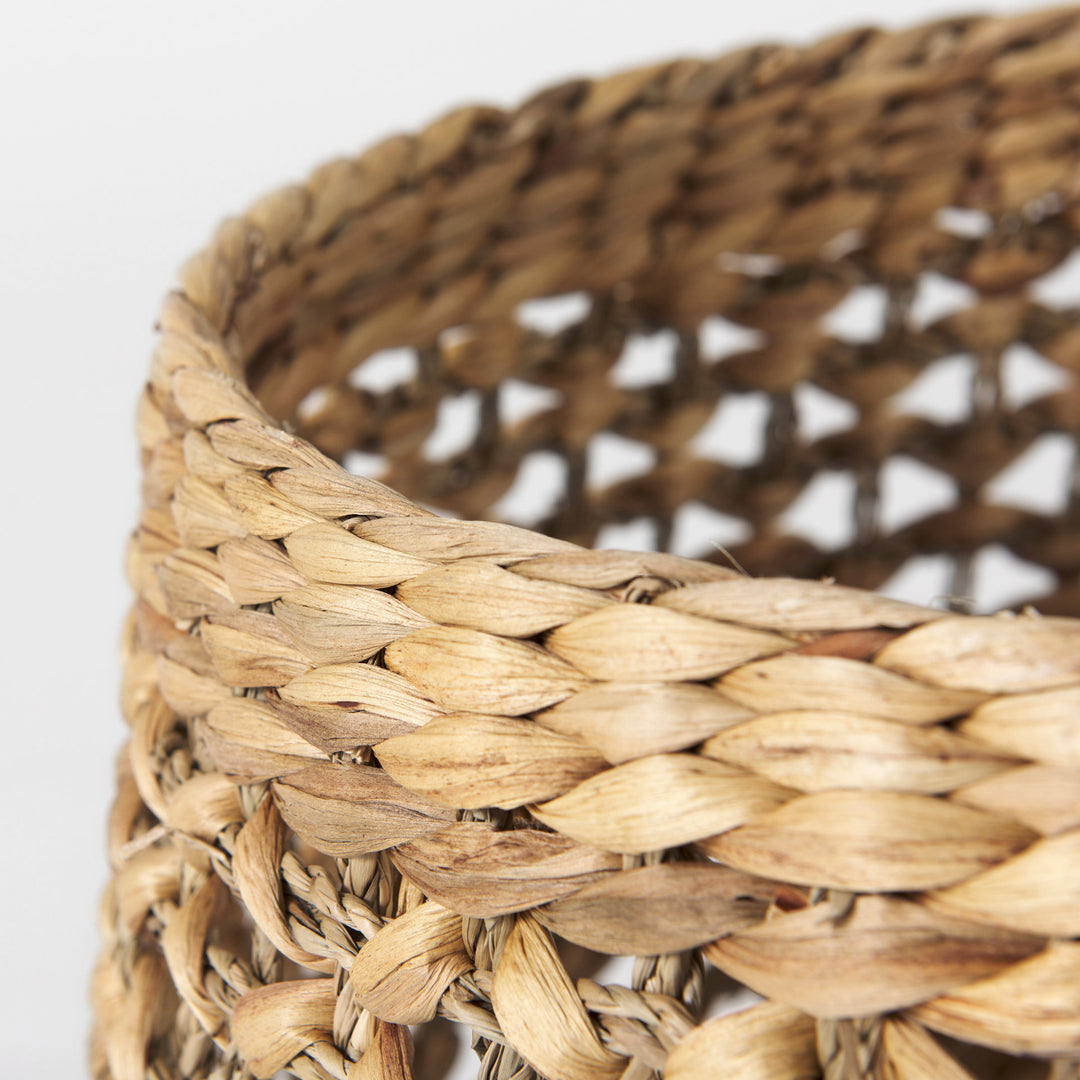 Dakota (Set of 3) Medium Brown Seagrass Round Basket Decor Mercana