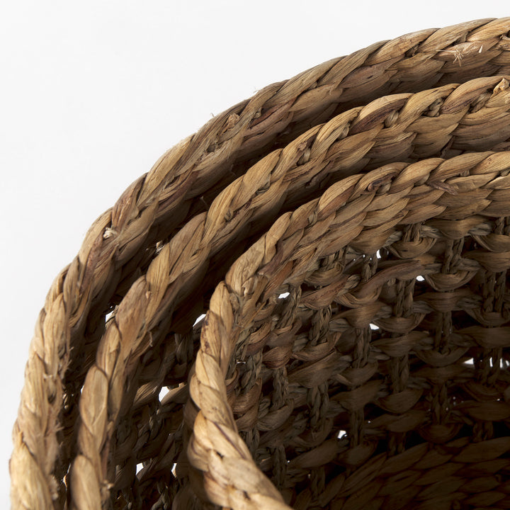 Dakota (Set of 3) Medium Brown Seagrass Round Basket Decor Mercana