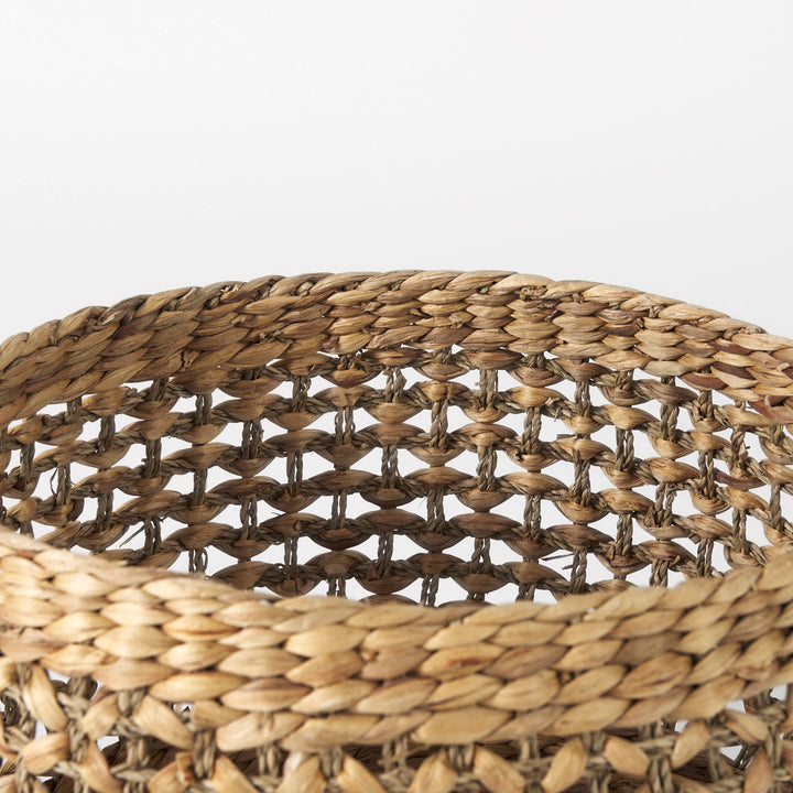 Dakota (Set of 3) Medium Brown Seagrass Round Basket Decor Mercana