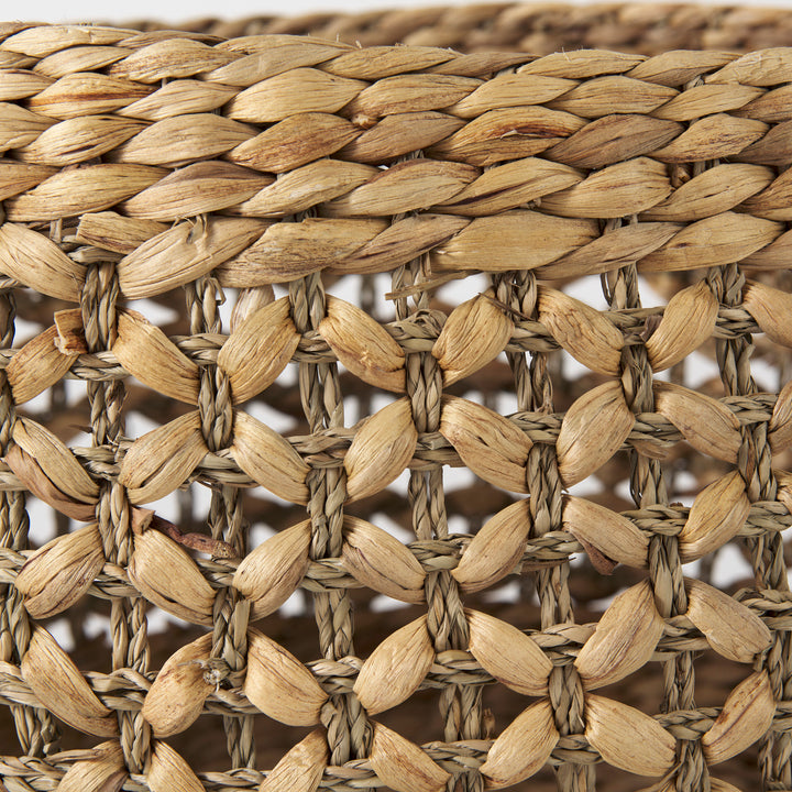 Dakota (Set of 3) Medium Brown Seagrass Round Basket Decor Mercana
